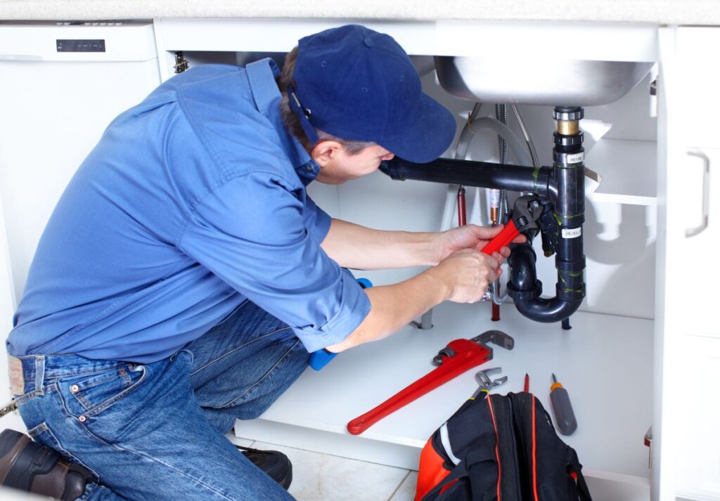 plumber fixing sink